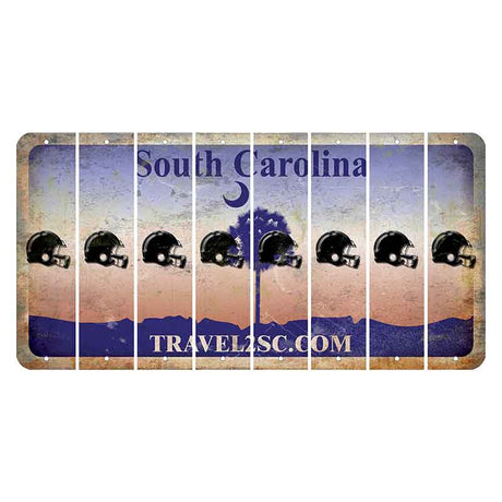 South Carolina Travel2SC Cut License Plate Strips (Set of 8) Football Helmet