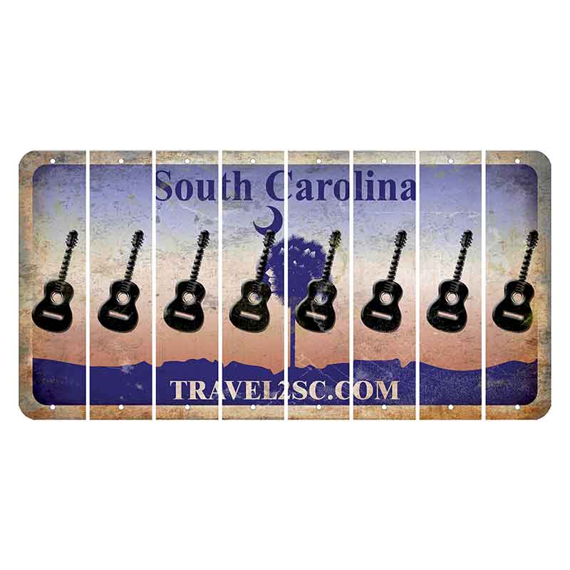 South Carolina Travel2SC Cut License Plate Strips (Set of 8) Guitar