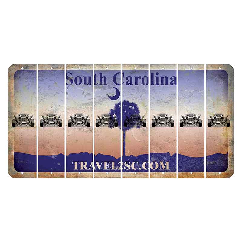 South Carolina Travel2SC Cut License Plate Strips (Set of 8) Hot Rod