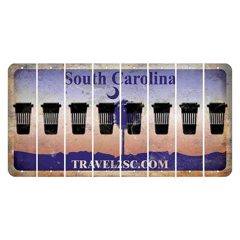 South Carolina Travel2SC Cut License Plate Strips (Set of 8) Latte