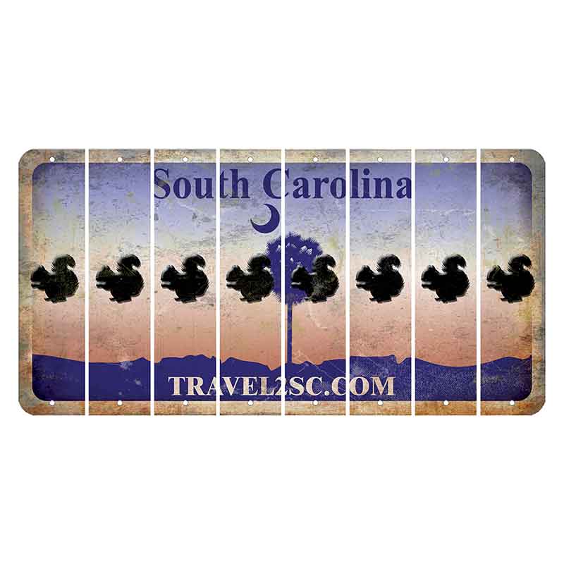 South Carolina Travel2SC Cut License Plate Strips (Set of 8) Squirrel