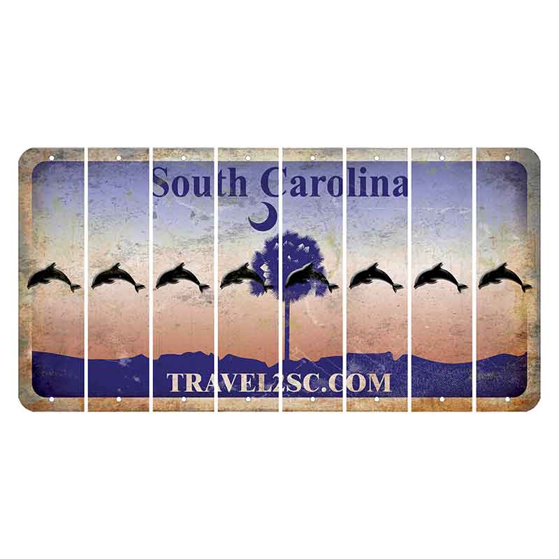 South Carolina Travel2SC Cut License Plate Strips (Set of 8) Dolphin