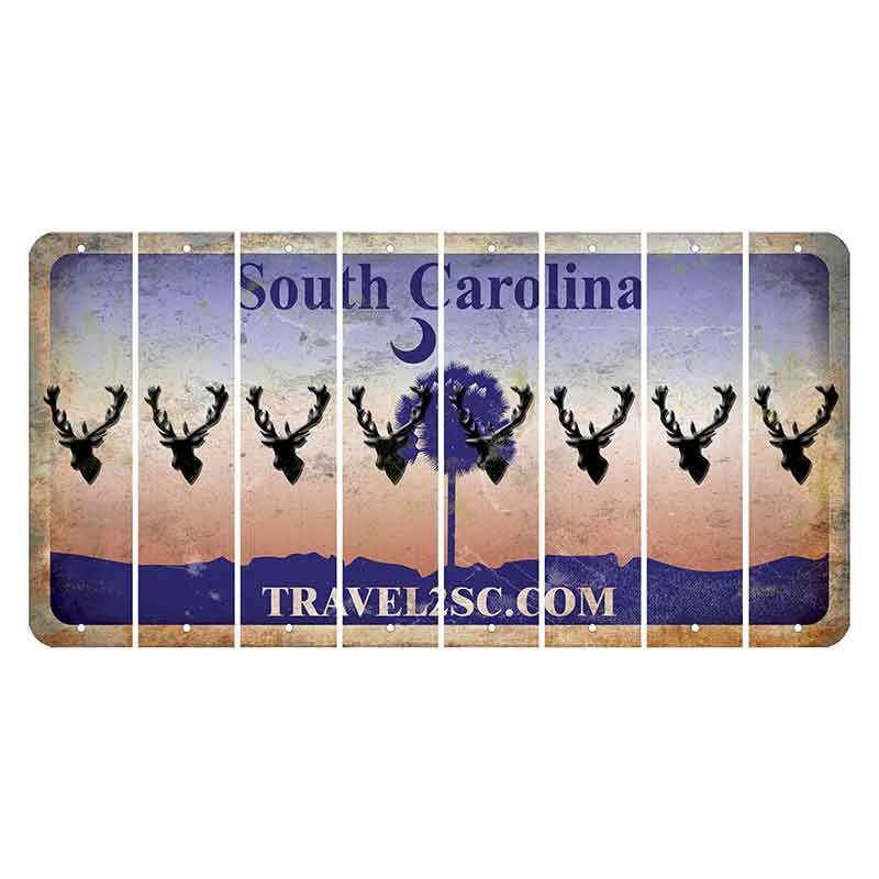 South Carolina Travel2SC Cut License Plate Strips (Set of 8) Elk