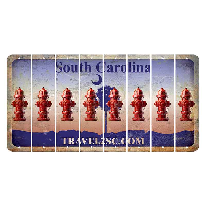 South Carolina Travel2SC Cut License Plate Strips (Set of 8) Fire Hydrant