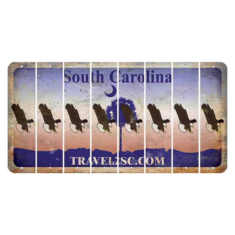 South Carolina Travel2SC Cut License Plate Strips (Set of 8) Bald Eagle