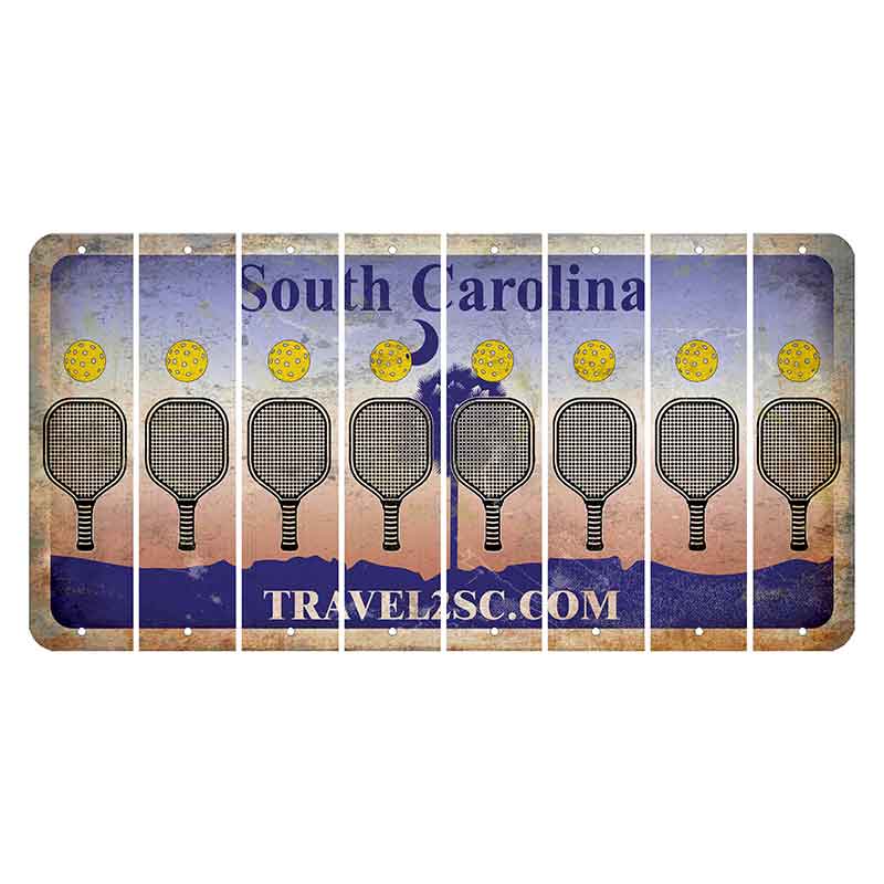 South Carolina Travel2SC Cut License Plate Strips (Set of 8) Pickleball