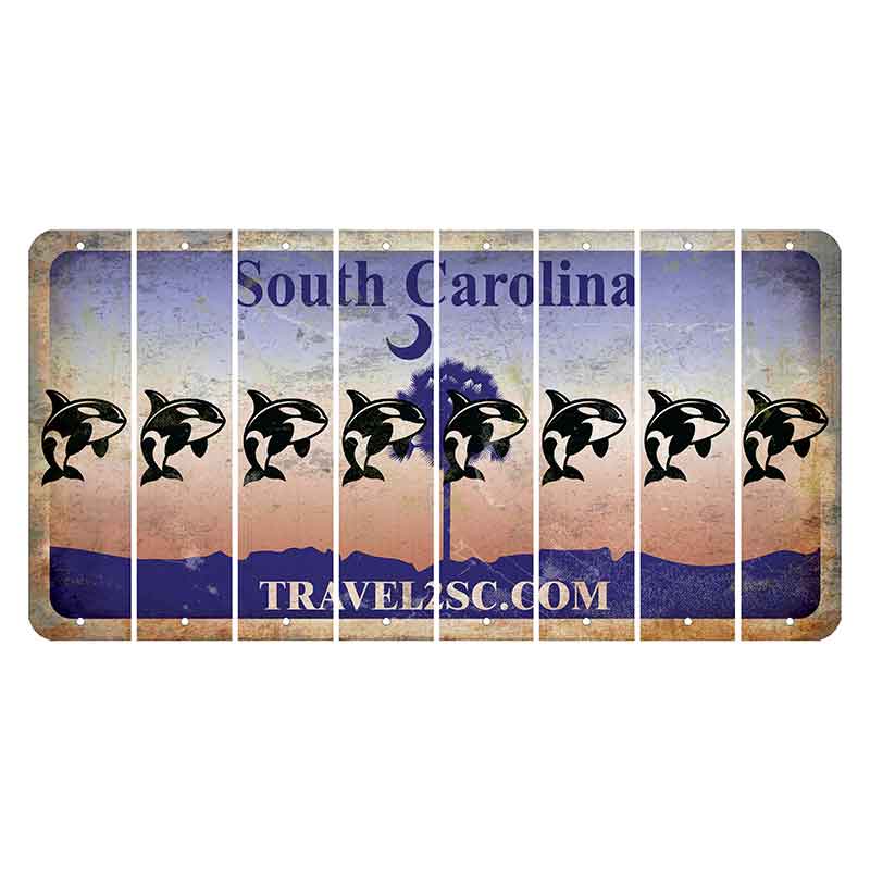 South Carolina Travel2SC Cut License Plate Strips (Set of 8) Whale