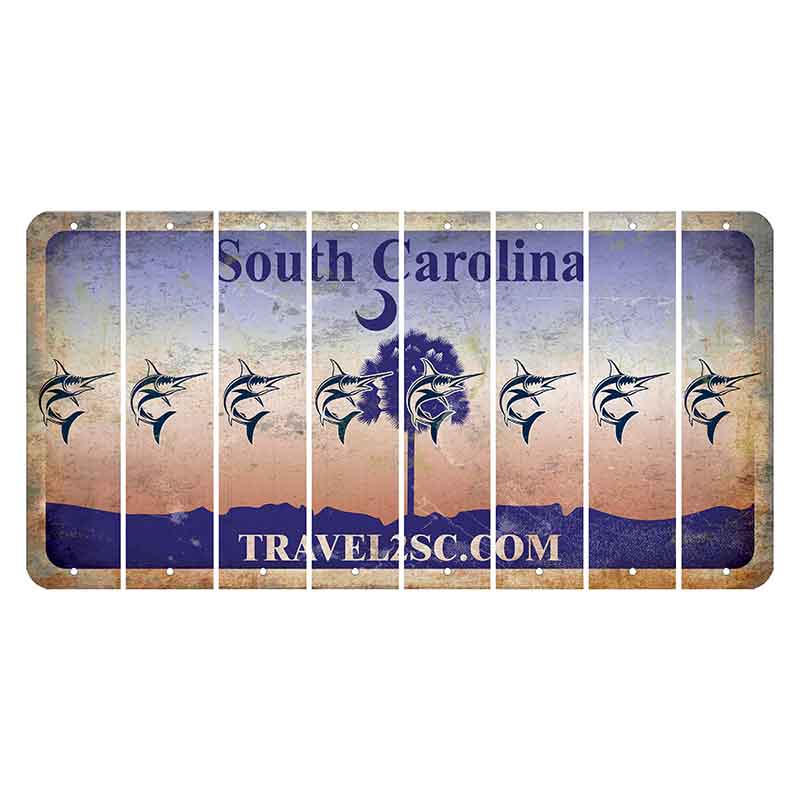 South Carolina Travel2SC Cut License Plate Strips (Set of 8) Swordfish