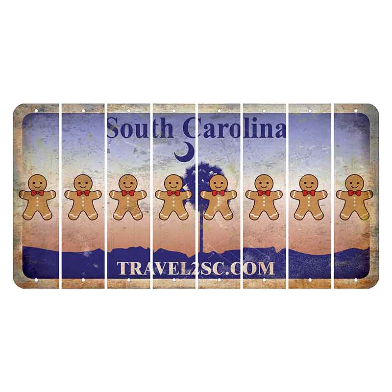 South Carolina Travel2SC Cut License Plate Strips (Set of 8) Gingerbread Man