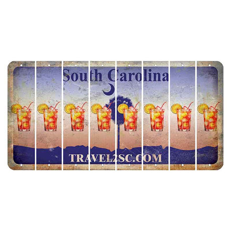 South Carolina Travel2SC Cut License Plate Strips (Set of 8) Cocktail