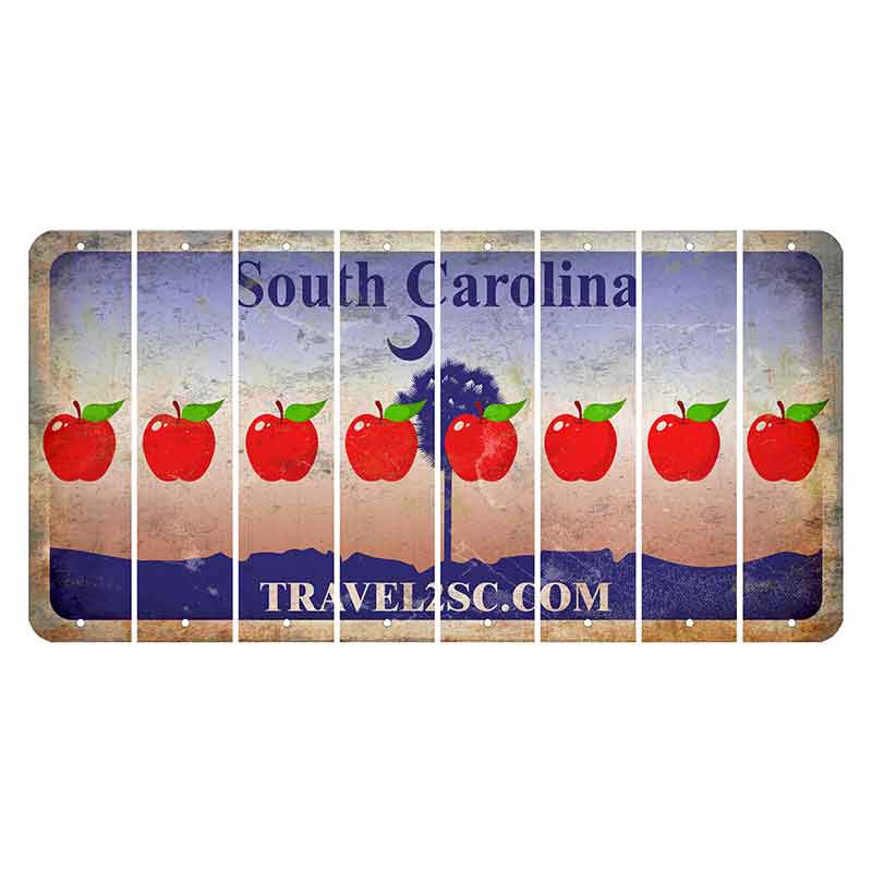 South Carolina Travel2SC Cut License Plate Strips (Set of 8) Apple