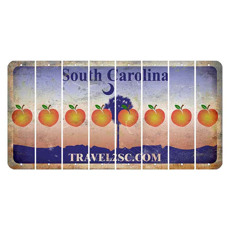 South Carolina Travel2SC Cut License Plate Strips (Set of 8) Peach