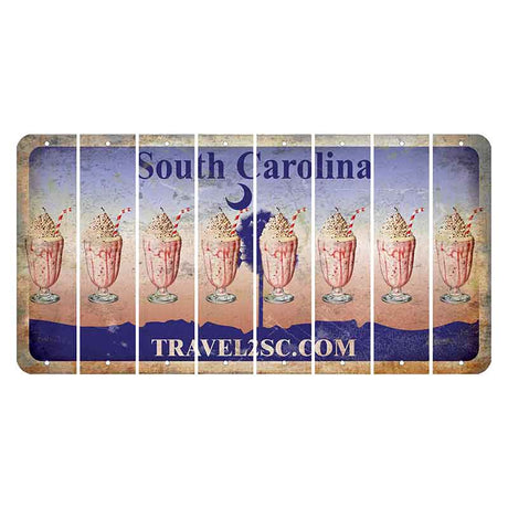 South Carolina Travel2SC Cut License Plate Strips (Set of 8) Milkshake