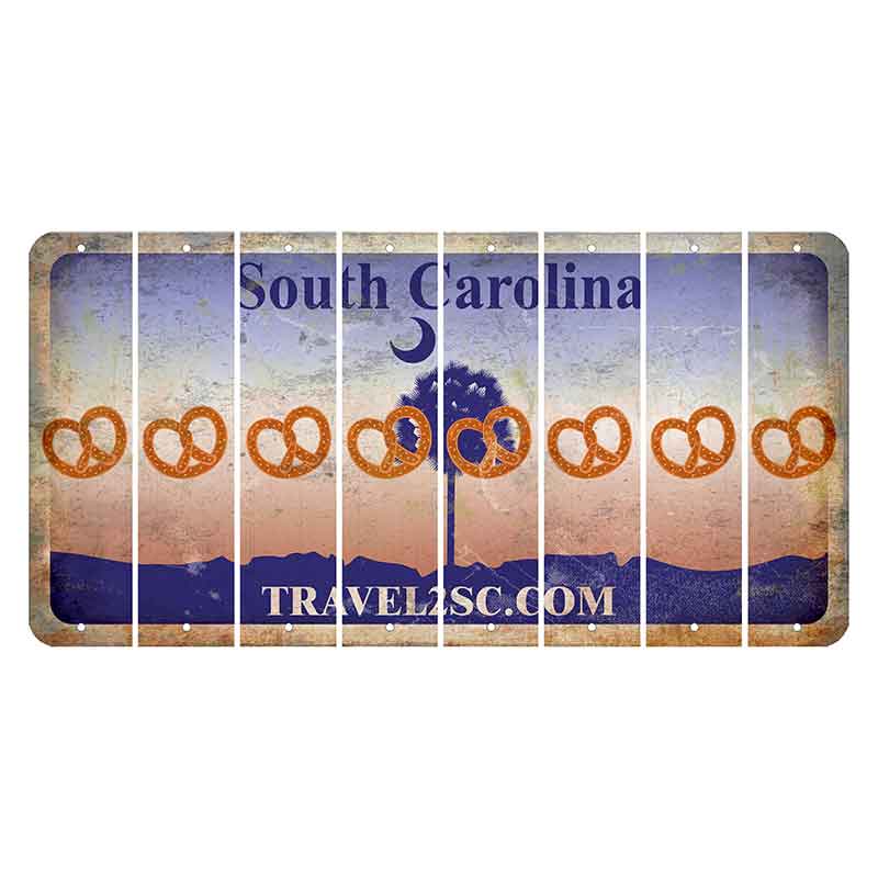 South Carolina Travel2SC Cut License Plate Strips (Set of 8) Pretzel