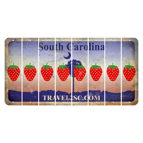 South Carolina Travel2SC Cut License Plate Strips (Set of 8) Strawberry