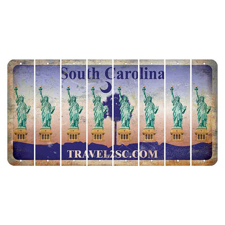 South Carolina Travel2SC Cut License Plate Strips (Set of 8) Statue of Liberty