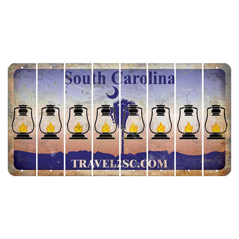 South Carolina Travel2SC Cut License Plate Strips (Set of 8) Lantern