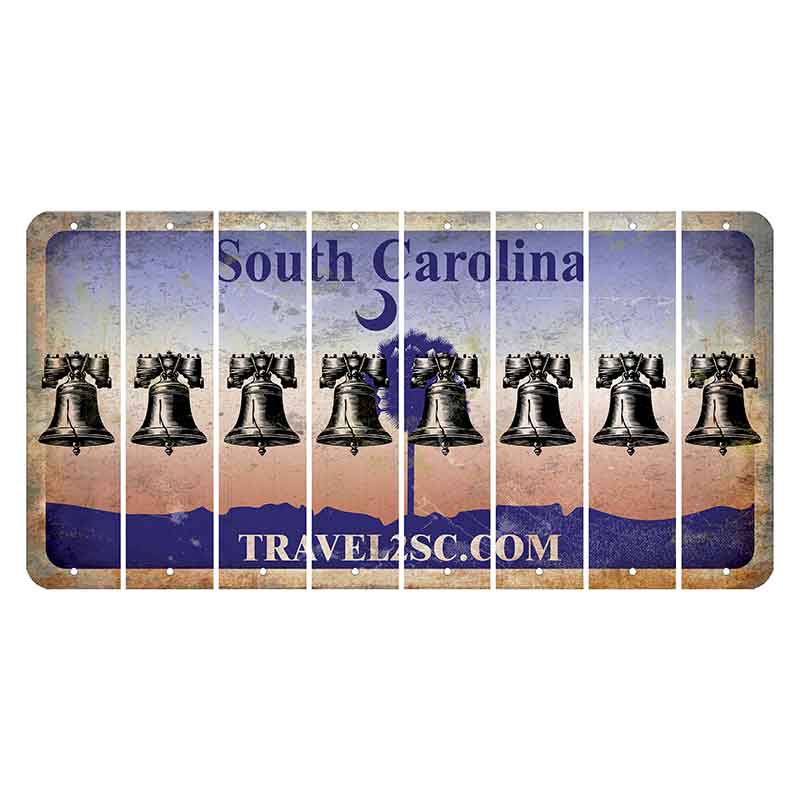 South Carolina Travel2SC Cut License Plate Strips (Set of 8) Liberty Bell