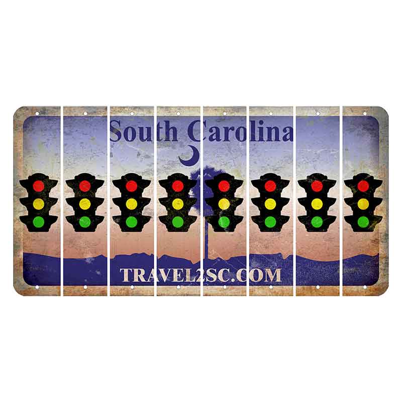 South Carolina Travel2SC Cut License Plate Strips (Set of 8) Traffic Light