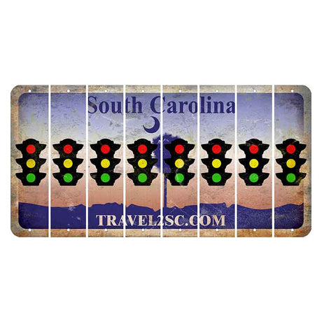 South Carolina Travel2SC Cut License Plate Strips (Set of 8) Traffic Light