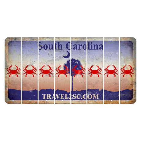 South Carolina Travel2SC Cut License Plate Strips (Set of 8) Crab