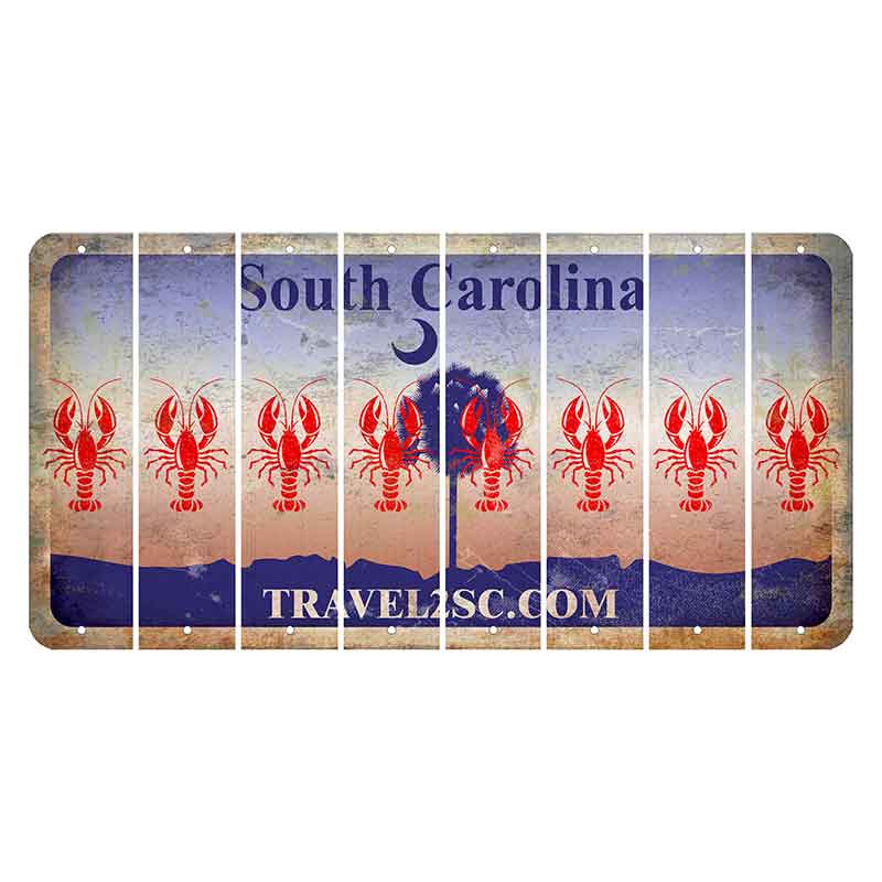 South Carolina Travel2SC Cut License Plate Strips (Set of 8) Lobster