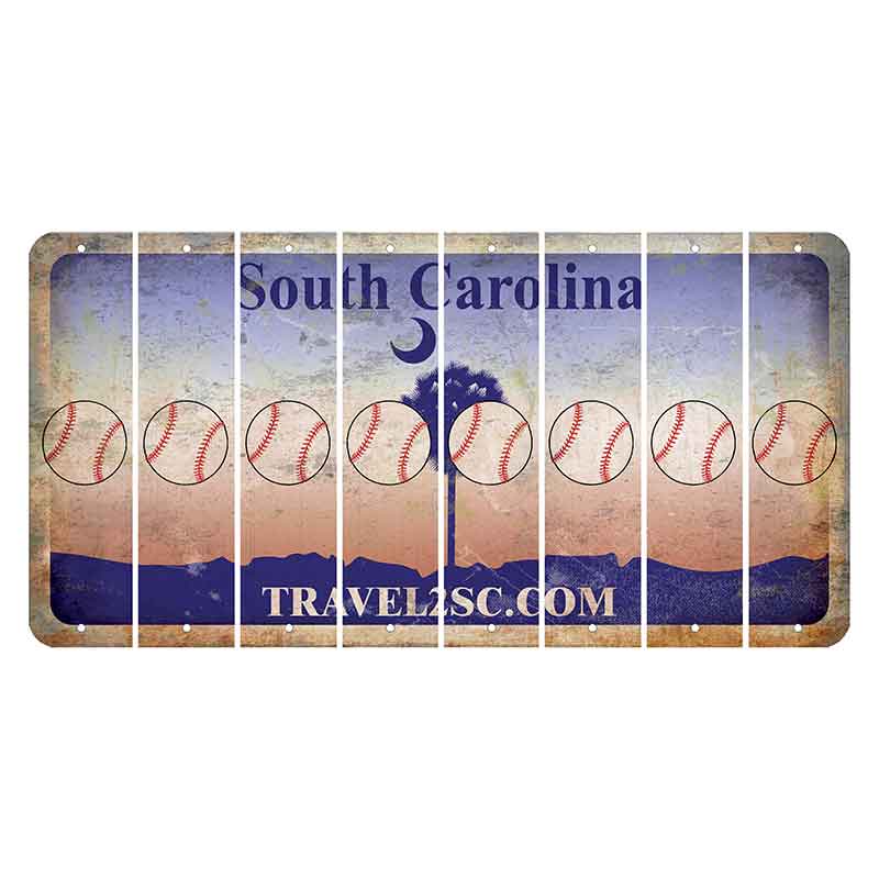 South Carolina Travel2SC Cut License Plate Strips (Set of 8) Baseball