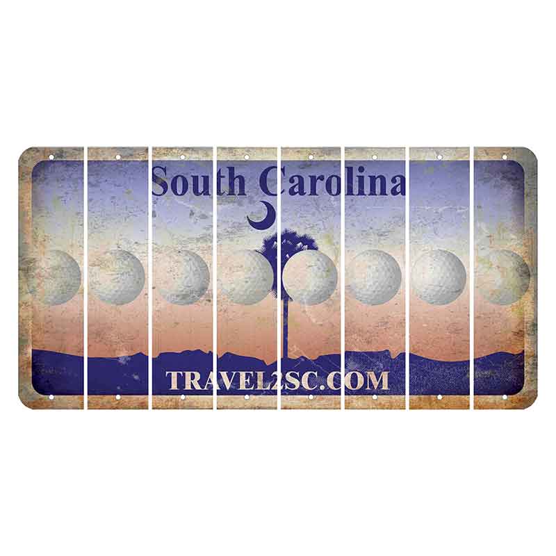 South Carolina Travel2SC Cut License Plate Strips (Set of 8) Golfball