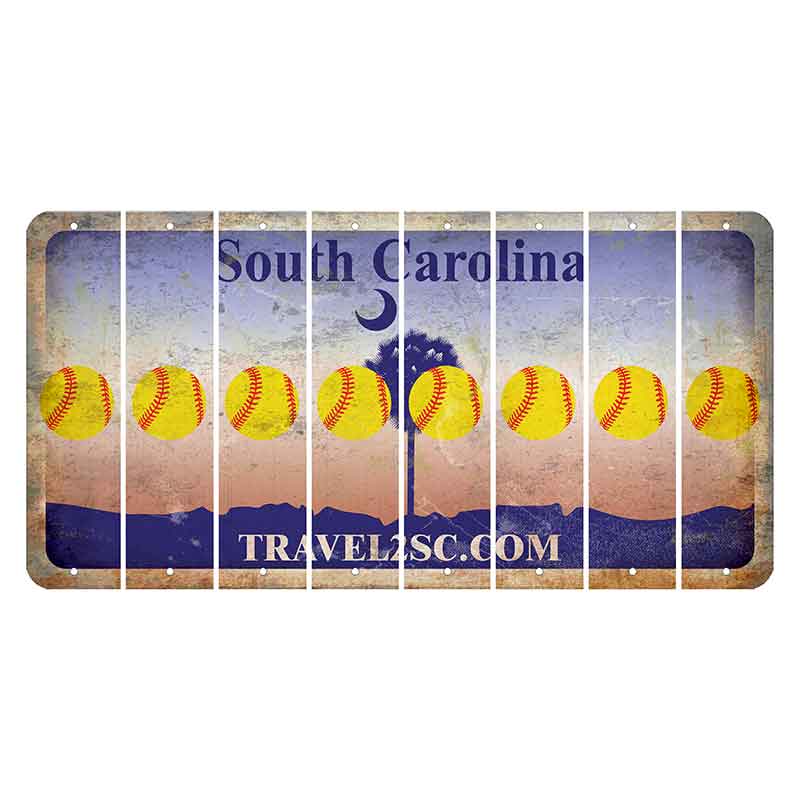 South Carolina Travel2SC Cut License Plate Strips (Set of 8) Softball