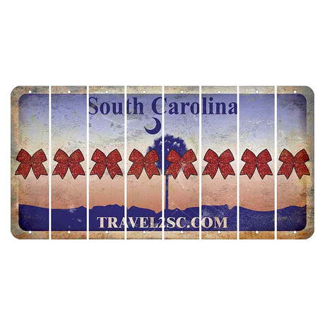 South Carolina Travel2SC Cut License Plate Strips (Set of 8) Cheer Bow