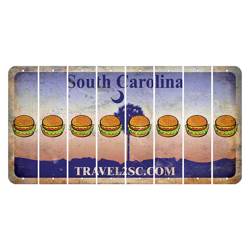 South Carolina Travel2SC Cut License Plate Strips (Set of 8) Hamburger