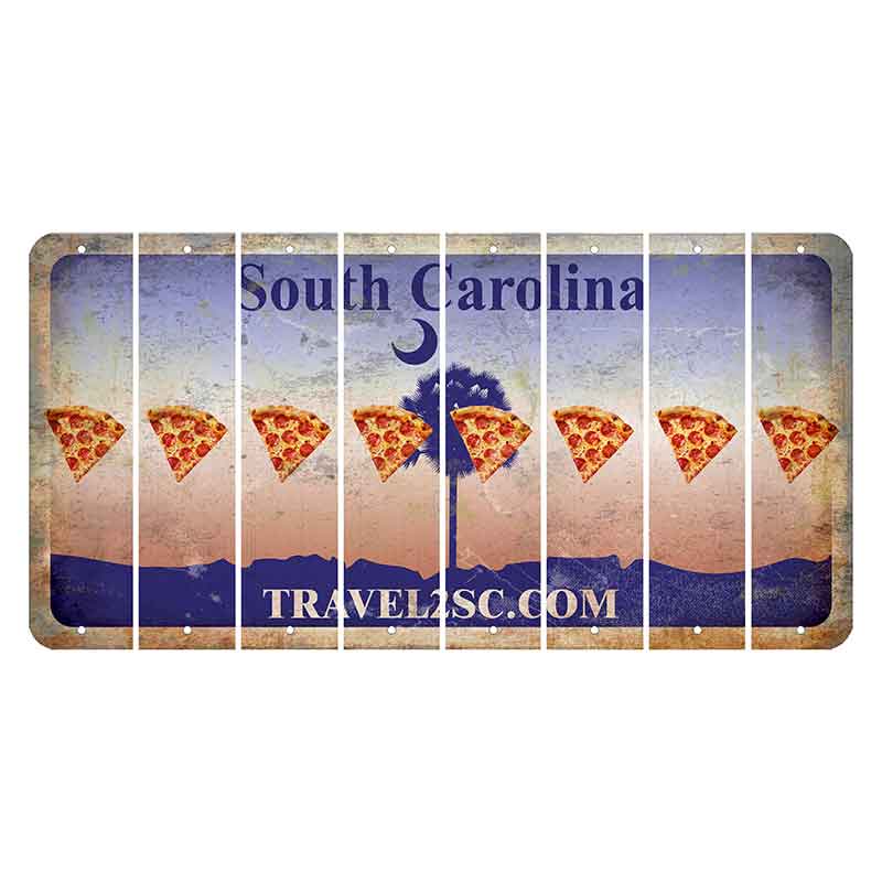 South Carolina Travel2SC Cut License Plate Strips (Set of 8) Pizza