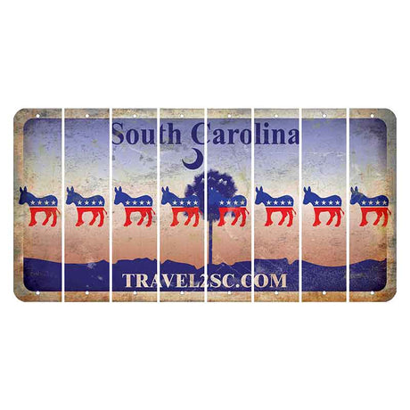 South Carolina Travel2SC Cut License Plate Strips (Set of 8) Democrat