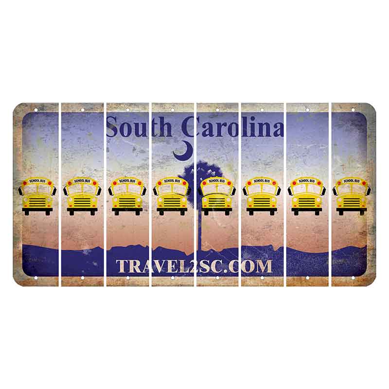 South Carolina Travel2SC Cut License Plate Strips (Set of 8) School Bus