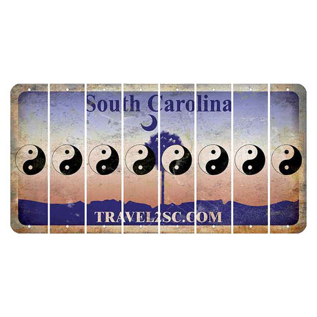 South Carolina Travel2SC Cut License Plate Strips (Set of 8) Yin Yang