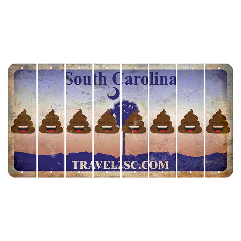 South Carolina Travel2SC Cut License Plate Strips (Set of 8) Emoji - Poop