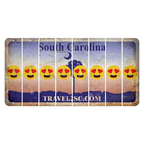 South Carolina Travel2SC Cut License Plate Strips (Set of 8) Emoji - Heart Eyes