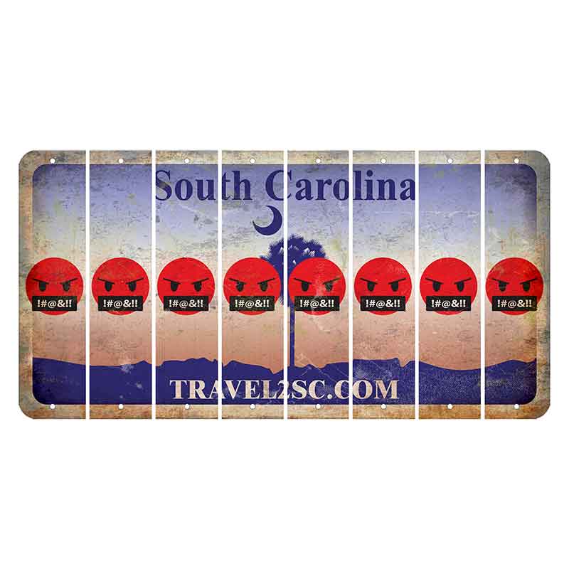 South Carolina Travel2SC Cut License Plate Strips (Set of 8) Emoji - Pissed