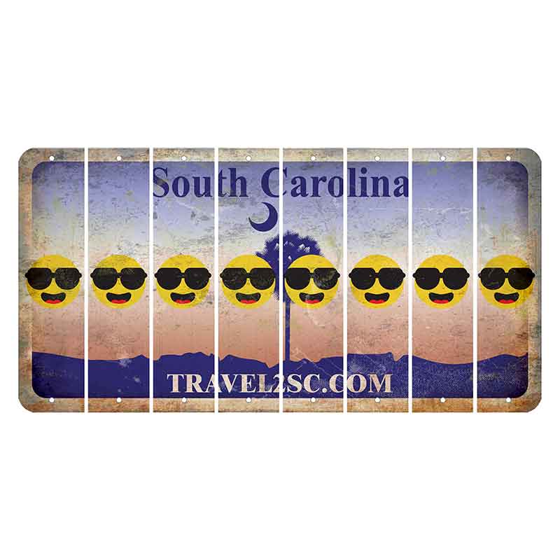 South Carolina Travel2SC Cut License Plate Strips (Set of 8) Emoji - Shades