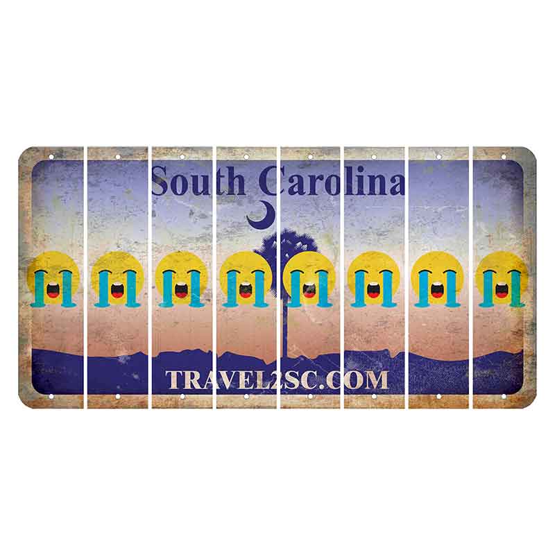 South Carolina Travel2SC Cut License Plate Strips (Set of 8) Emoji - Crying