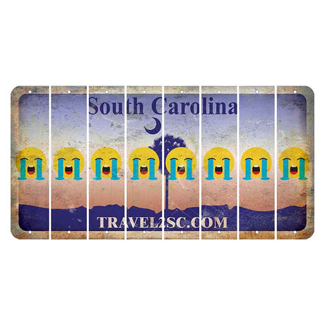 South Carolina Travel2SC Cut License Plate Strips (Set of 8) Emoji - Crying