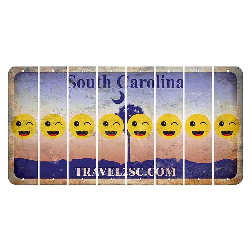 South Carolina Travel2SC Cut License Plate Strips (Set of 8) Emoji - Winking