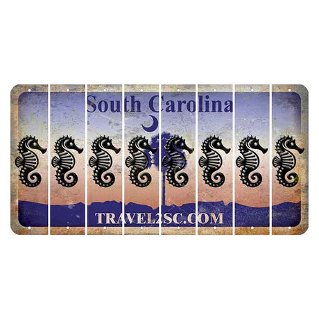 South Carolina Travel2SC Cut License Plate Strips (Set of 8) Seahorse