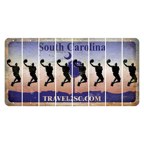 South Carolina Travel2SC Cut License Plate Strips (Set of 8) Basketball Player