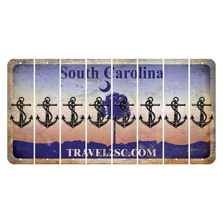 South Carolina Travel2SC Cut License Plate Strips (Set of 8) Boat Anchor