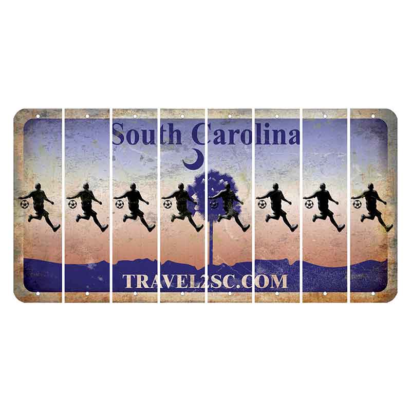 South Carolina Travel2SC Cut License Plate Strips (Set of 8) Soccer Player