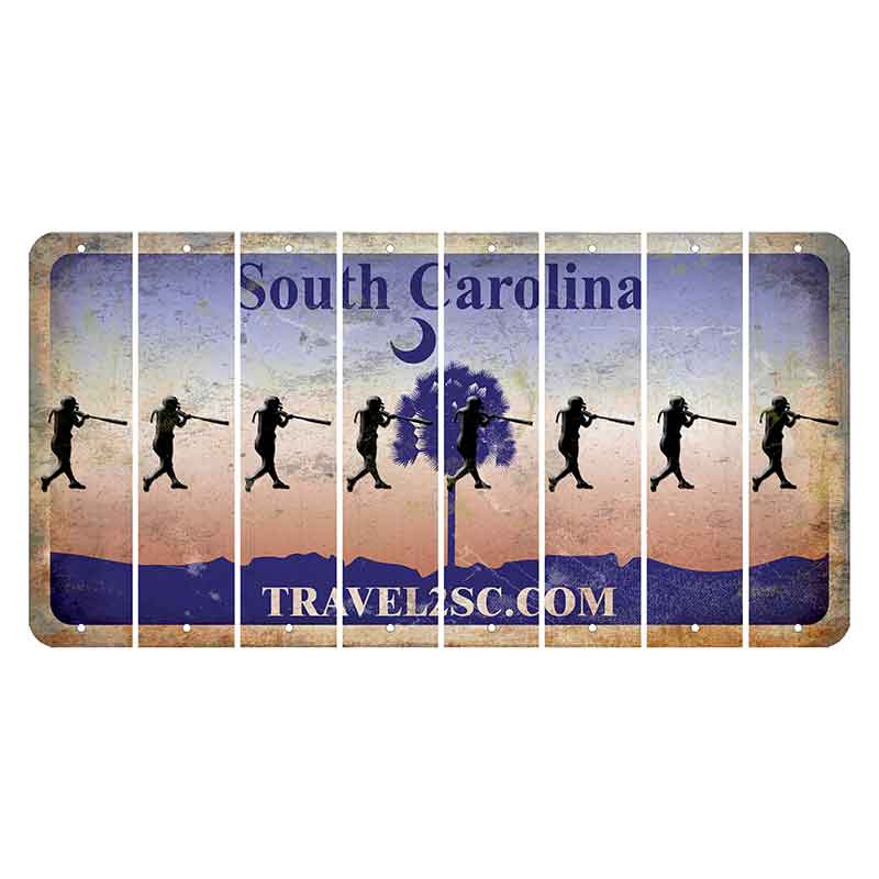 South Carolina Travel2SC Cut License Plate Strips (Set of 8) Softball Batter