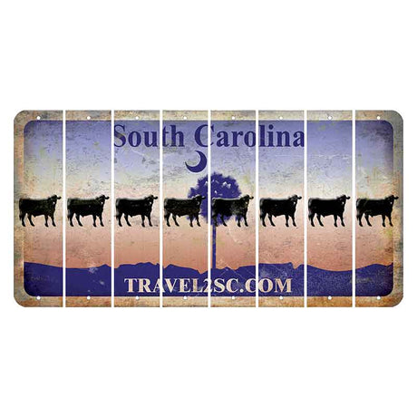 South Carolina Travel2SC Cut License Plate Strips (Set of 8) Dairy Cow