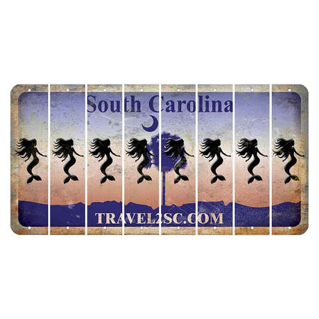 South Carolina Travel2SC Cut License Plate Strips (Set of 8) Mermaid