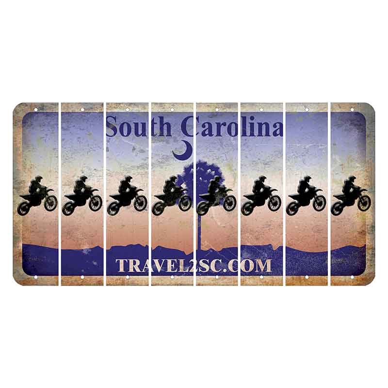 South Carolina Travel2SC Cut License Plate Strips (Set of 8) Dirtbike Rider